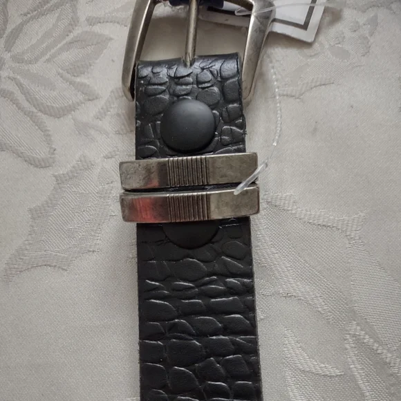 New 🆕 Big&Tall Size 52 Black top grain leather croc embossed belt
